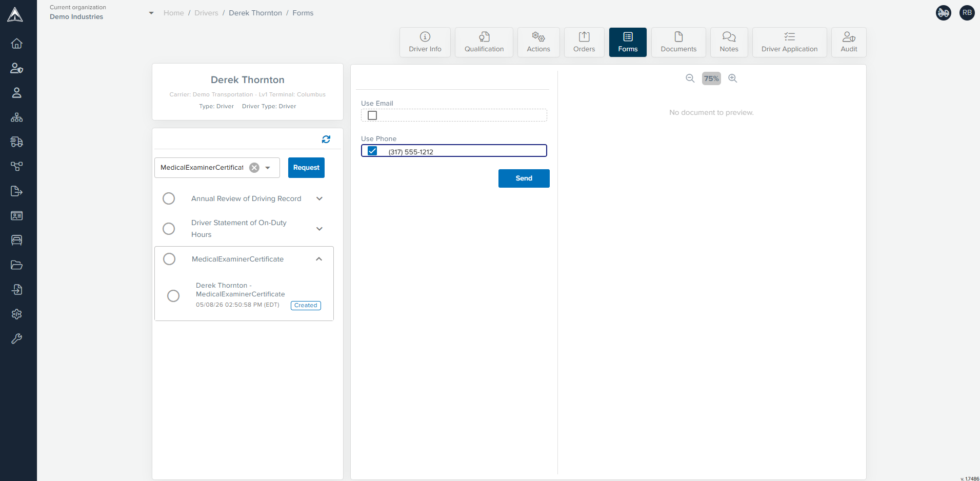 Safety Navigator Screenshot 10 Send Request for Document Picture