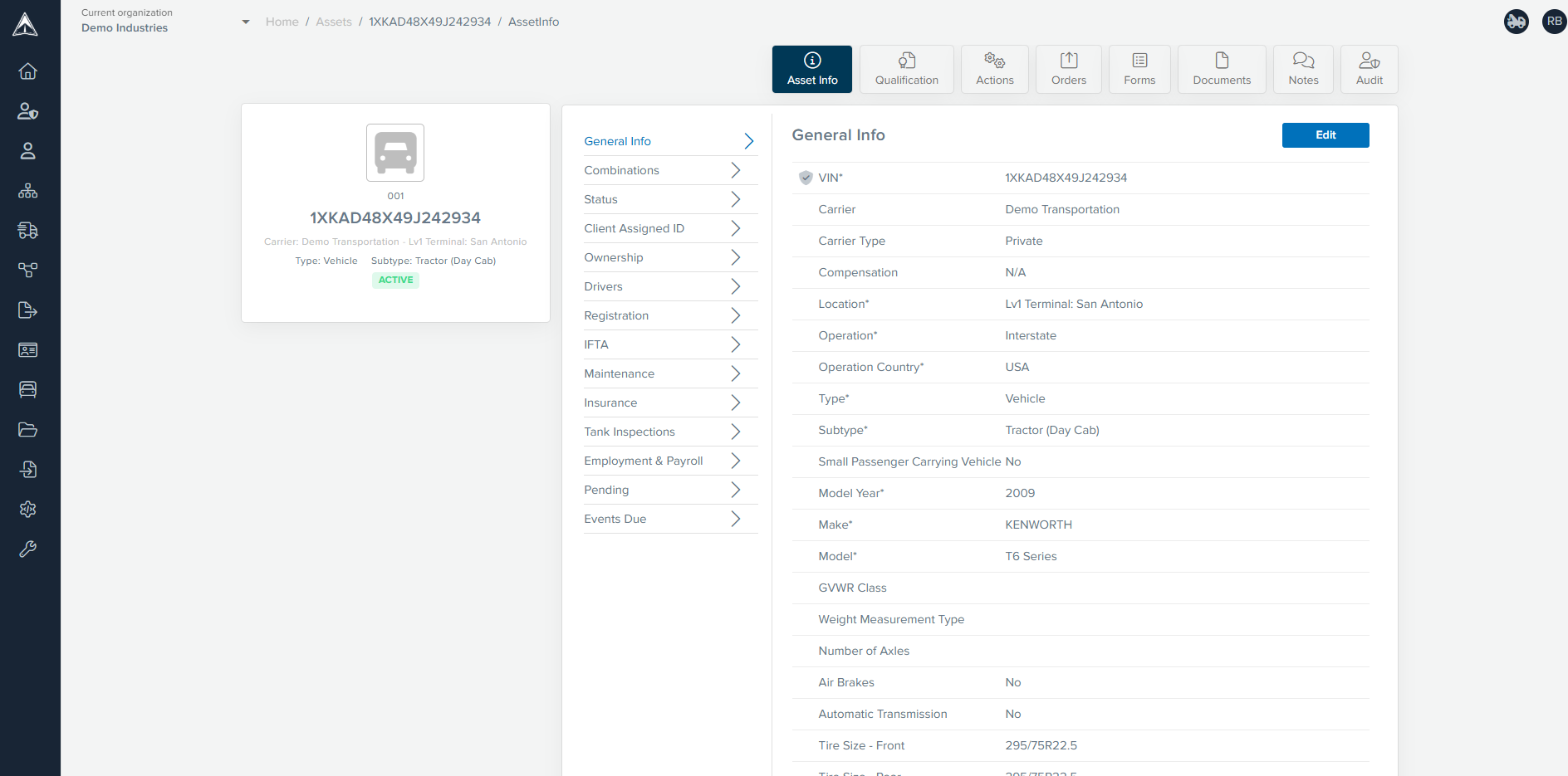 Asset Profile Info